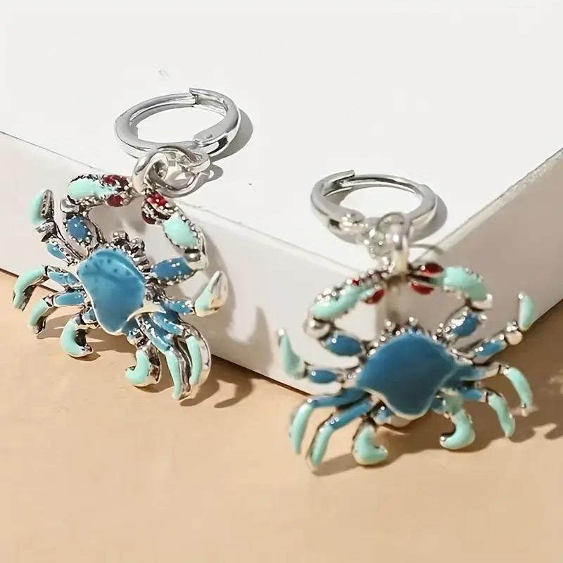 1 Pair of Cute Crab Shaped Earrings, Beautiful Looking… синий