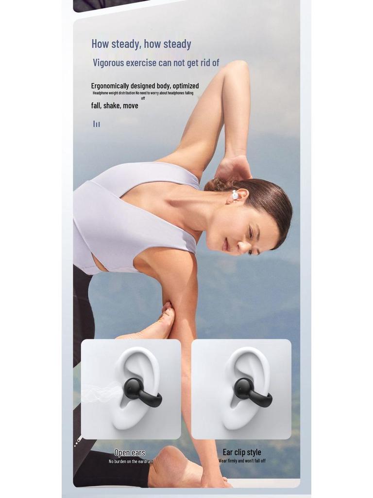 New Berlin Sound Ear Clip Wireless Bluetooth Open-Ear Bone Conduction Sports Headphones with Noise Cancelling and Extended Battery Life