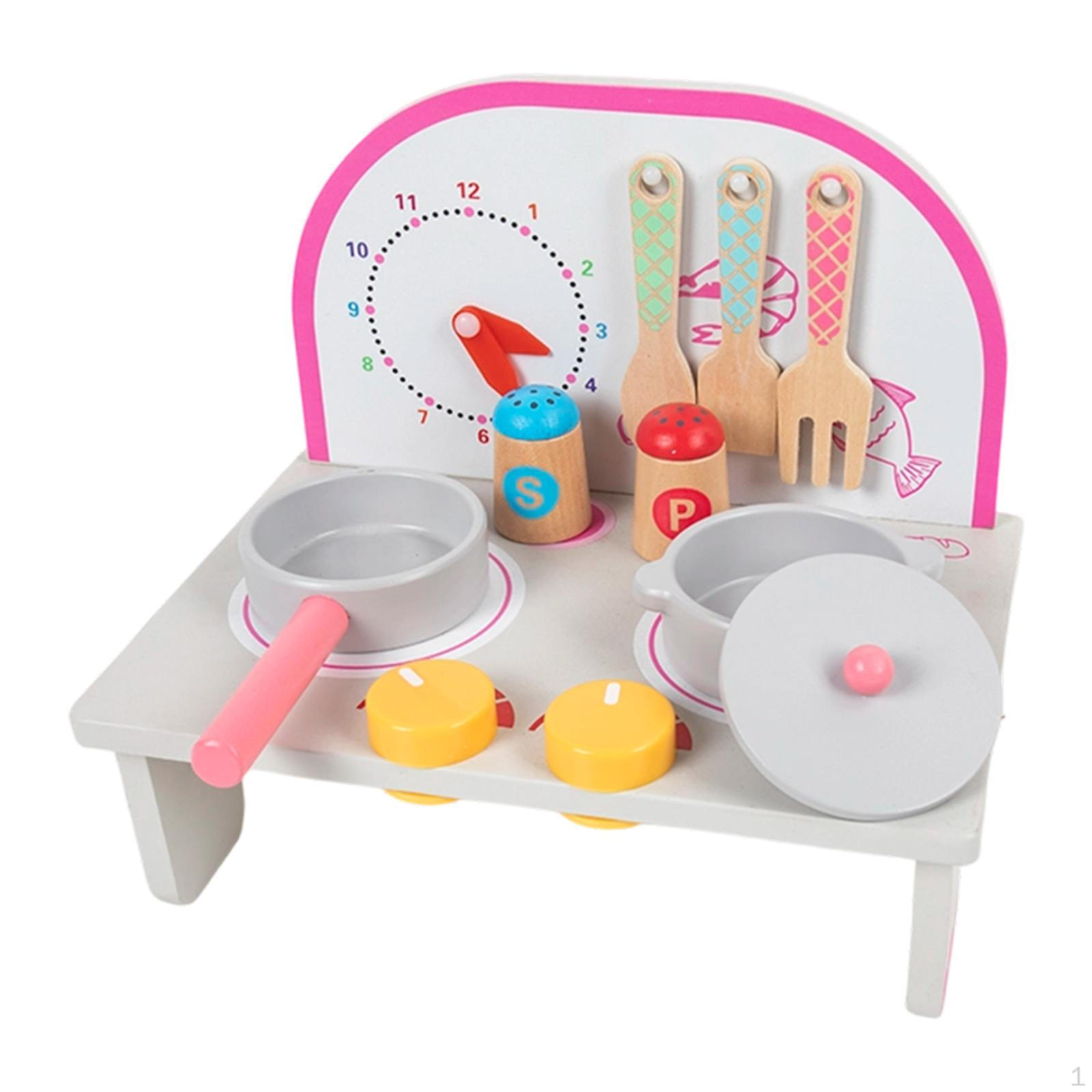 

Playset Cooking Birthday Gift Kindergarten DIY Model Preschool Realistic Pretend Play Wooden Pink Set A