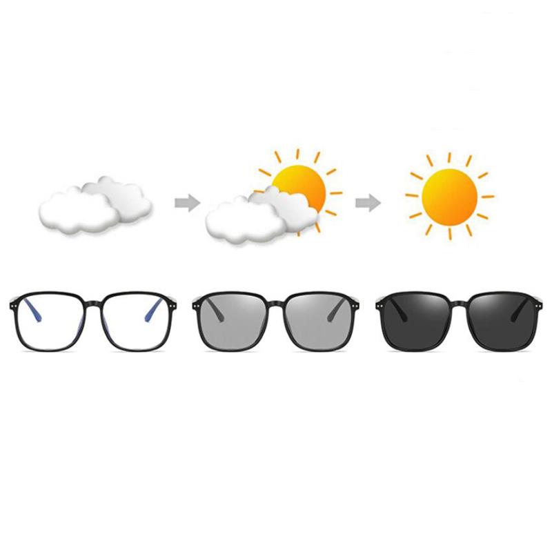 Sun Photochromic Square Prescription Spectacle Women Men Ultralight Pc Oversized Nearsighted Glasses 0 -0.5 -0.75 -1.0 To -6.0