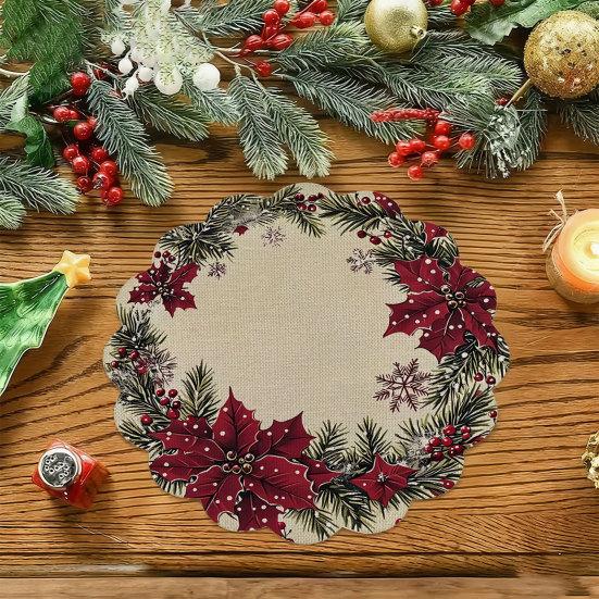 Tapis décoratif d'isolation thermique Rond Set de table de Noël, 14 pouces Motif festif Antidérapant Protecteur de table, Protecteur de table pour maison de vacances Endroit pour