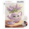 Pearl Painting Set Pearl Art DIY Handmade Crafts Lilac Teapot Teacup Flowers Home Wall Decoration