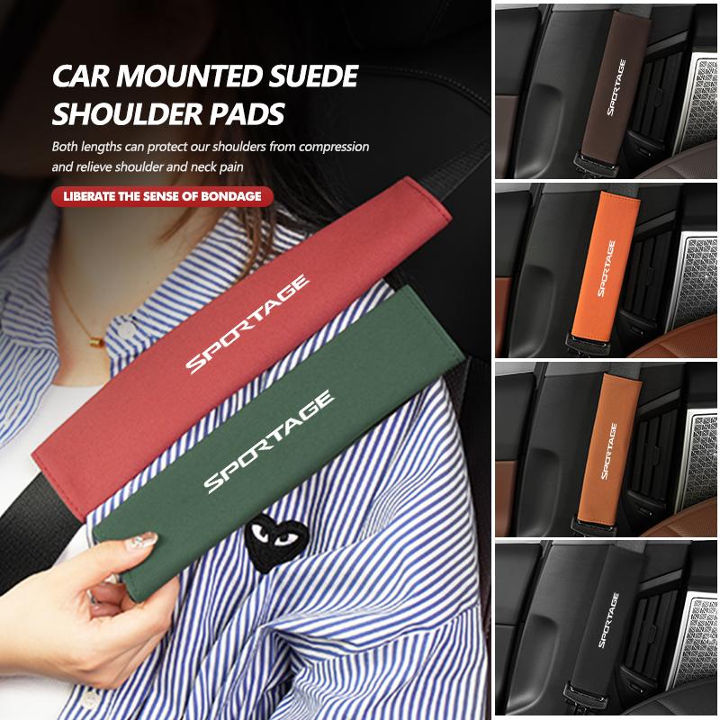 ACZ2 For KIA Suede Car Seat Safety Belt Shoulder Covers Belt Protective Pad Accessories Sportage 2016 2017 2018 Sephia Stonic Carens