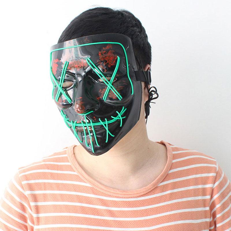 Halloween Luminous Masks Led Scary Glowing Masque Masquerade Party Masks Funny Masks with Lights for Men Cosplay Costume Props