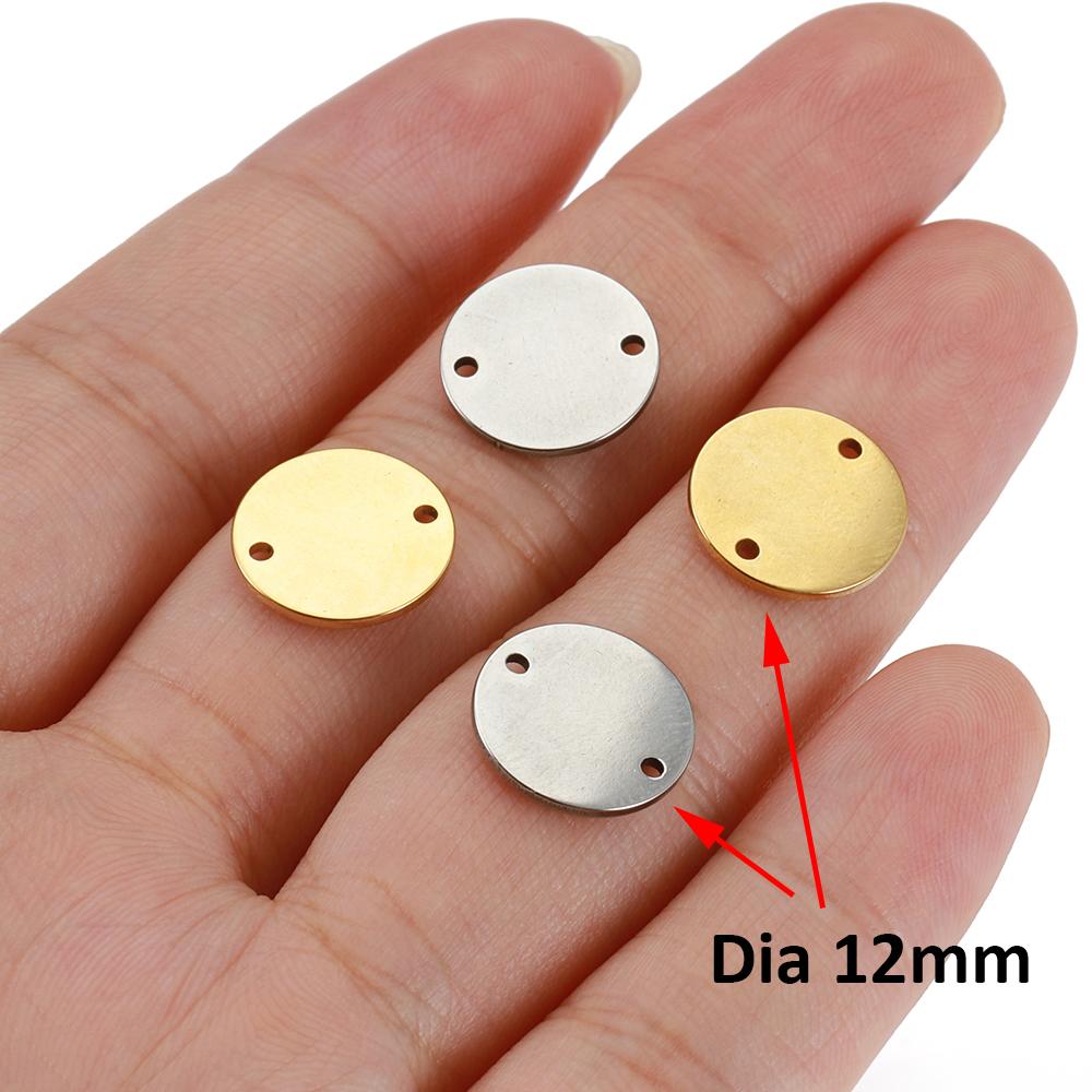 10pcs Stainless Steel Round Charms Double Holes Pendants Necklace Bracelet Connectors for Jewelry Making DIY Earring Pendants