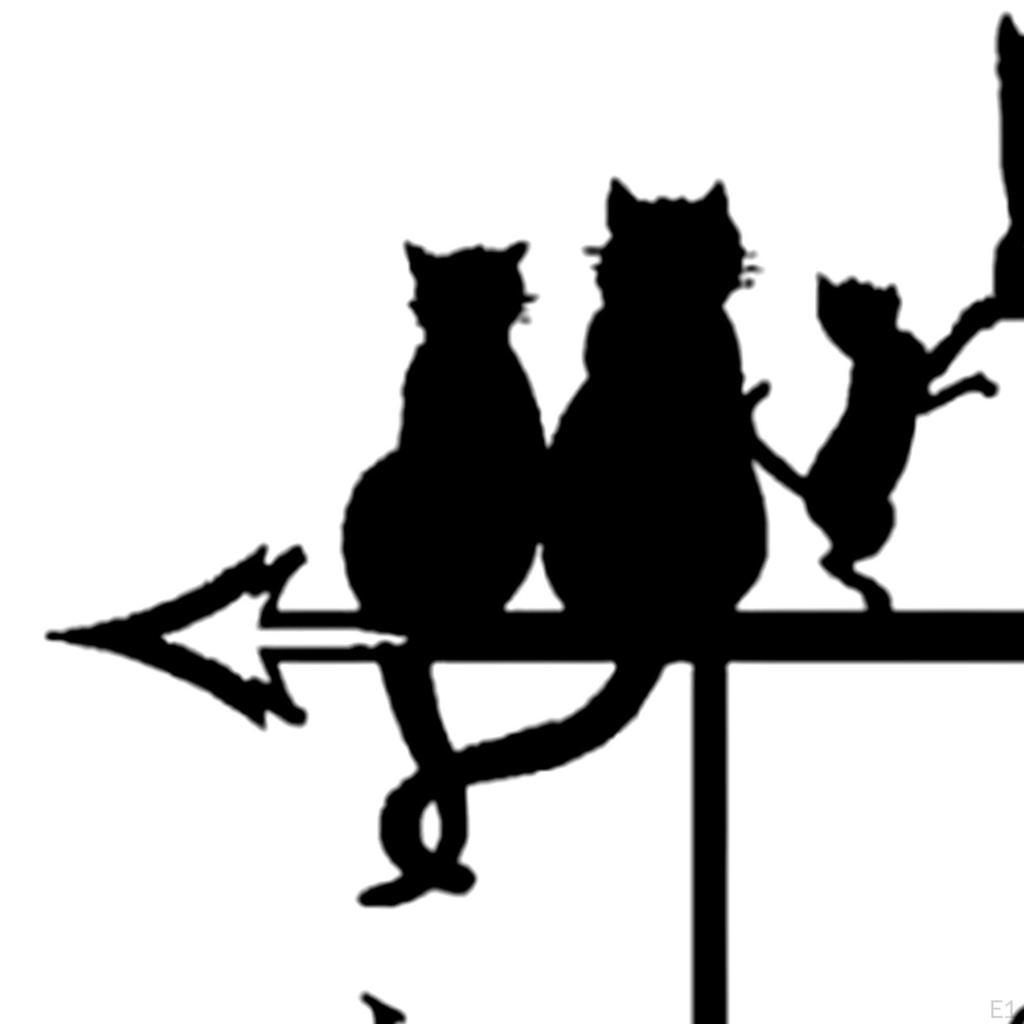 Cat Metal Weathervane Weathercock Retro Decorative Iron Art Ornament Animal Wind Vane for Deck Fence