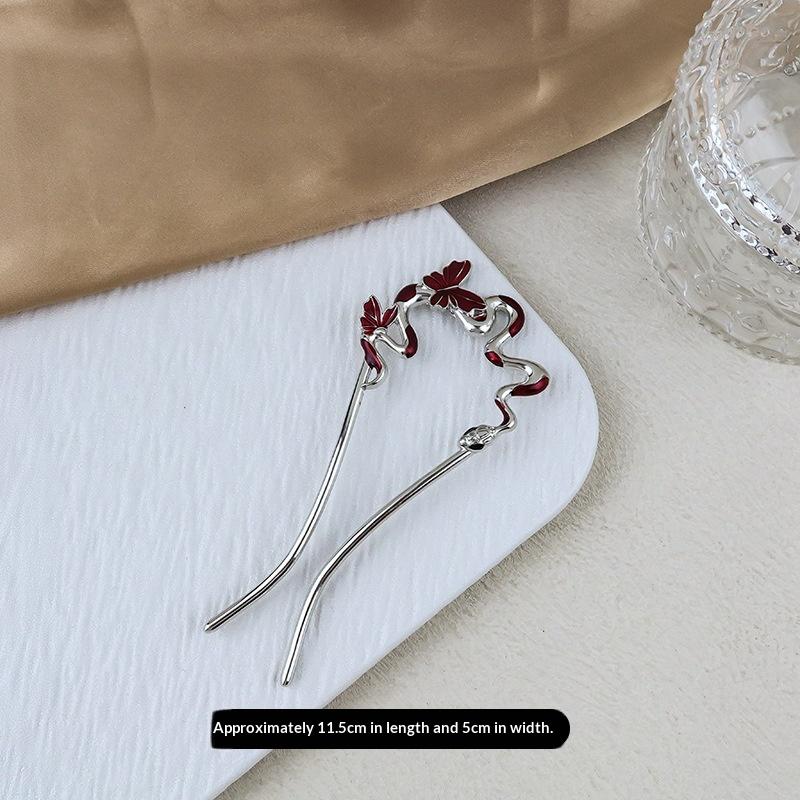 1Pcs Metal Flower Hair Pin Snake Hairpin Vintage Chinese Style Hair Stick Plate Hair Retro Hair Clip Hair Accessory