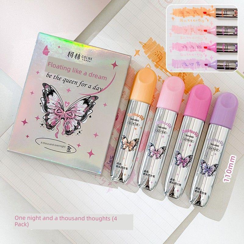 

Grade Three Class Two Fluorescent Pen Good-looking Ins Style Student Key Points Marker Color Hand Account Marking Pen One night and a thousand thoughts (4 Pack)