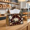 1pc Baroque Floral Tissue Box Cover with White Rose & Dark Red Suitable for Living Room, Kitchen, Bathroom Decor - Waterproof Foldable Toilet Paper Ho
