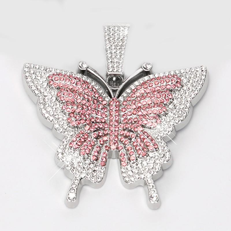 Collier Pendentif Papillon Style Hip Hop Chaîne Cubaine en Alliage Bijoux de Mode Unisexe Tenue de Soirée