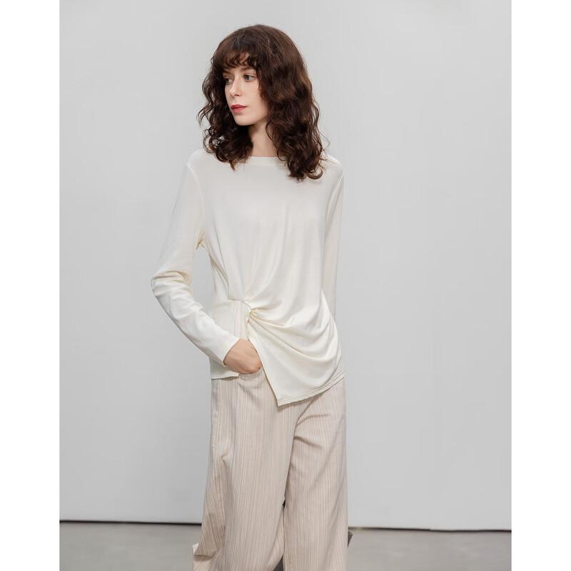 

Women s Asymmetric Twist-Knot Lyocell Blend Long Sleeve Top L