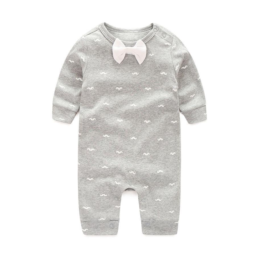 Baby Long Sleeve Cotton Romper With Bow For Toddler Crawling And Play