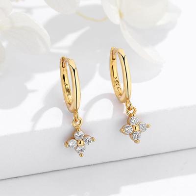Diamond Earrings, Light Luxury Temperament Inlaid With Zircon, Four Diamond Ear Buckles For Women