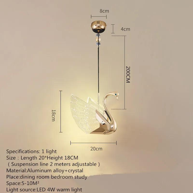 Nordic Creative Acrylic Swan LED Hanging Chandelier Study Bedroom Living Room Restaurant Pendant Lamps Bar Indoor Lighting Decor