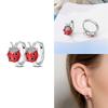 Hoop Earrings 925 Silver Certified Red Bow Heart Zircon Stud Earrings Lady's Anniversary Gift Luxury Jewelry