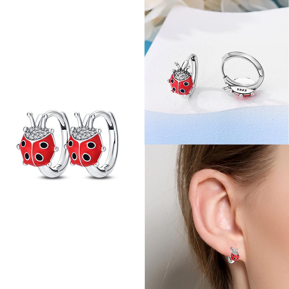 

Hoop Earrings 925 Silver Certified Red Bow Heart Zircon Stud Earrings Lady s Anniversary Gift Luxury Jewelry