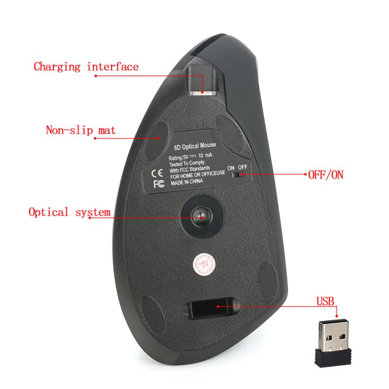 Ergonomic Mouse High Precision Optical Vertical Mouse Adjustable DPI Wireless Computer Mouse