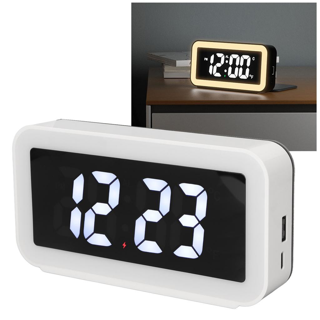 Wireless Charging Alarm Clock USB Reverse Charging LED Large Screen Rectangle Digital Alarm Clock for Bedroom