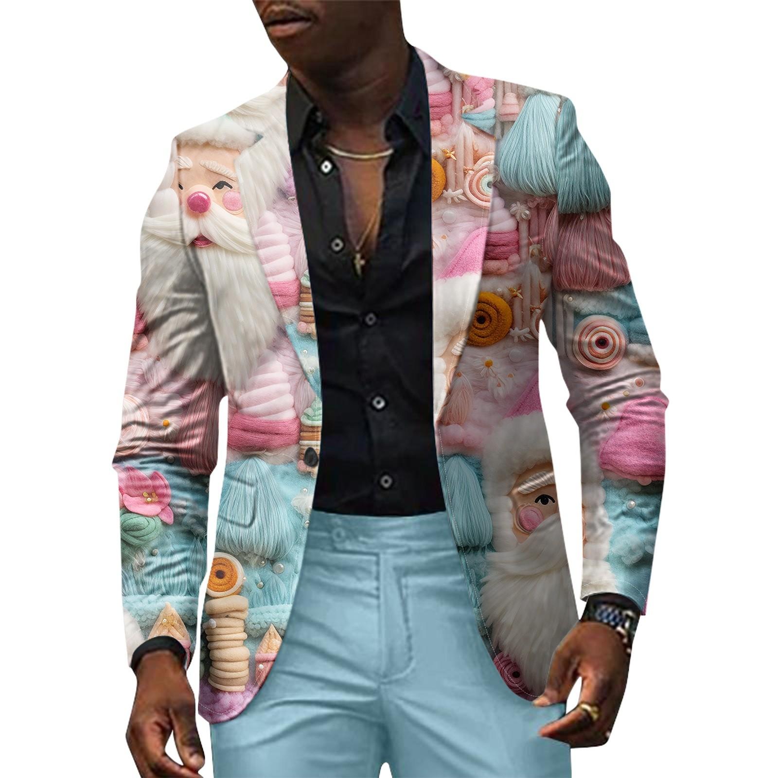 

Унисекс Зимние рождественские принты Пиджаки Унисекс Повседневная мода Куртки на пуговицах XL белый