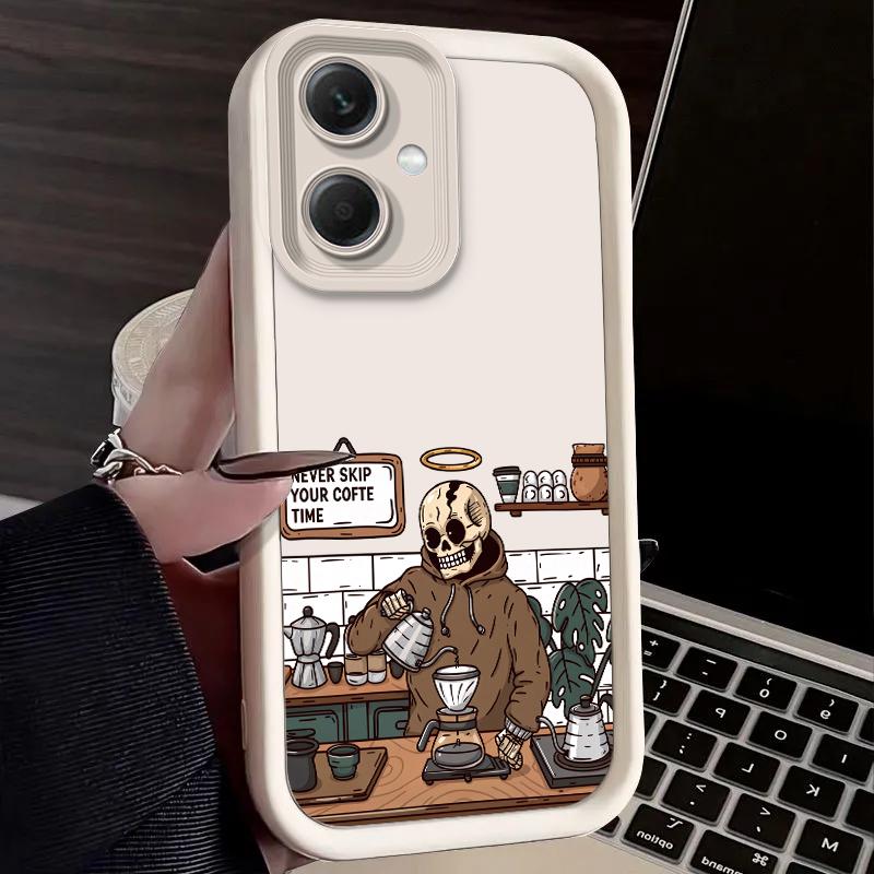Skeleton Making Coffee Pattern Case for Xiaomi Redmi Note 14 13 12 Turbo 11S 4G 11 10 Pro Plus 9 14C 13C 12C 9C A2 Cover Funda