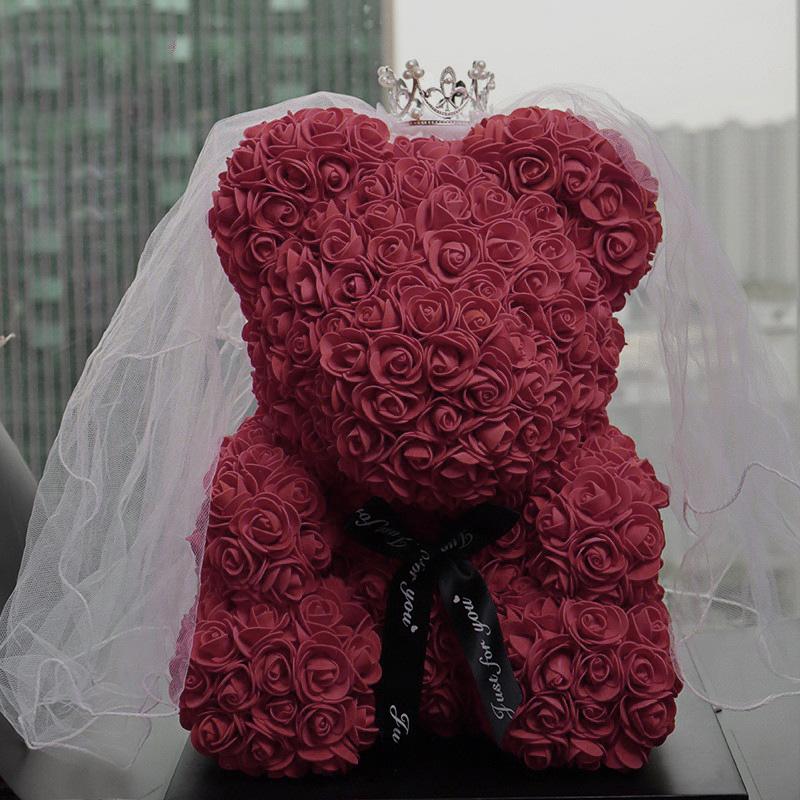 Eternal Flower Crown & Veil: Rose Bear Gift Box for Birthdays, Valentine's, Qixi, & Christmas