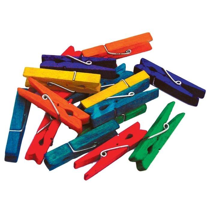 Clothespin - Multicolor - 2.5 Cm - 50 Pcs - Wood - Mixed
