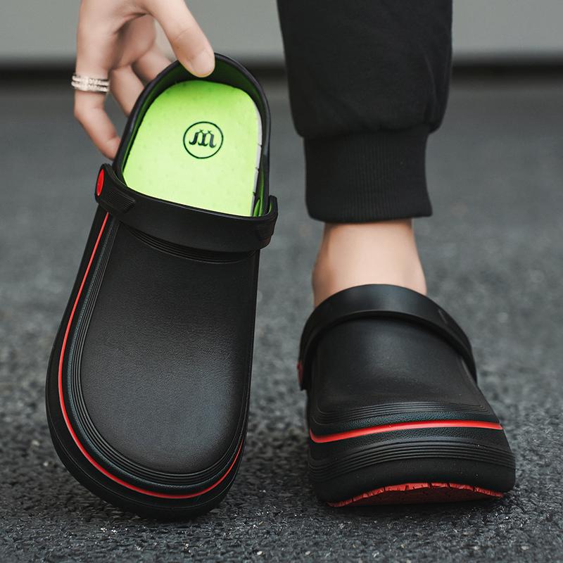 Men Work Chef Shoes Waterproof Oil-proof Kitchen Work Cook Boots Non-slip Ankle Rain Boots Man Hotel Restaurant Safety Footwear