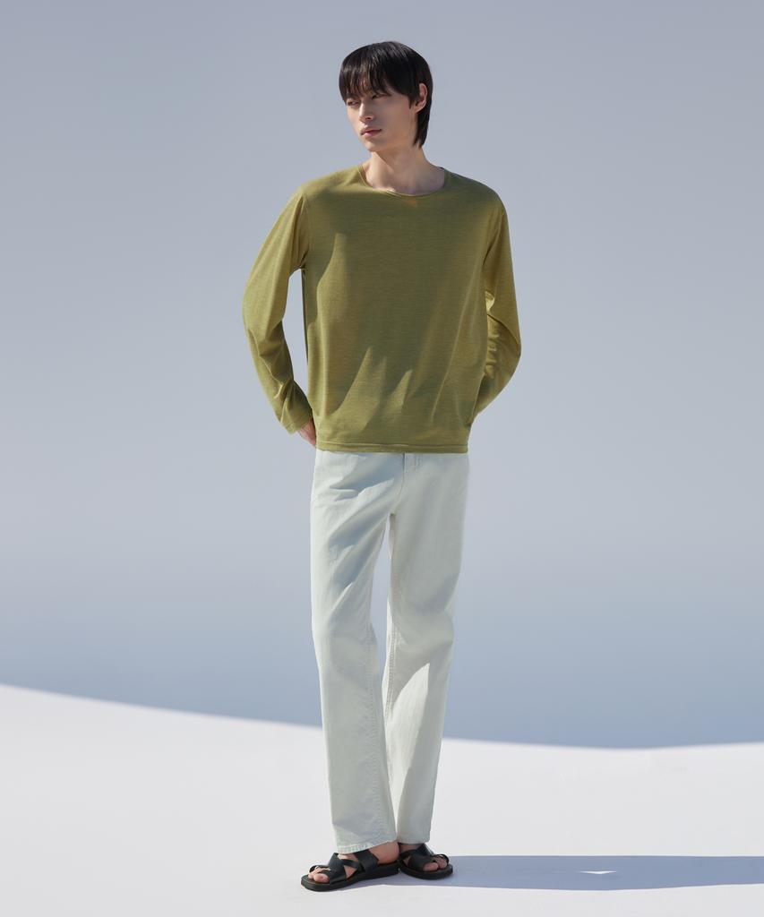 Dibeullu Low-Cut Scoop Neck Long Sleeve Olive