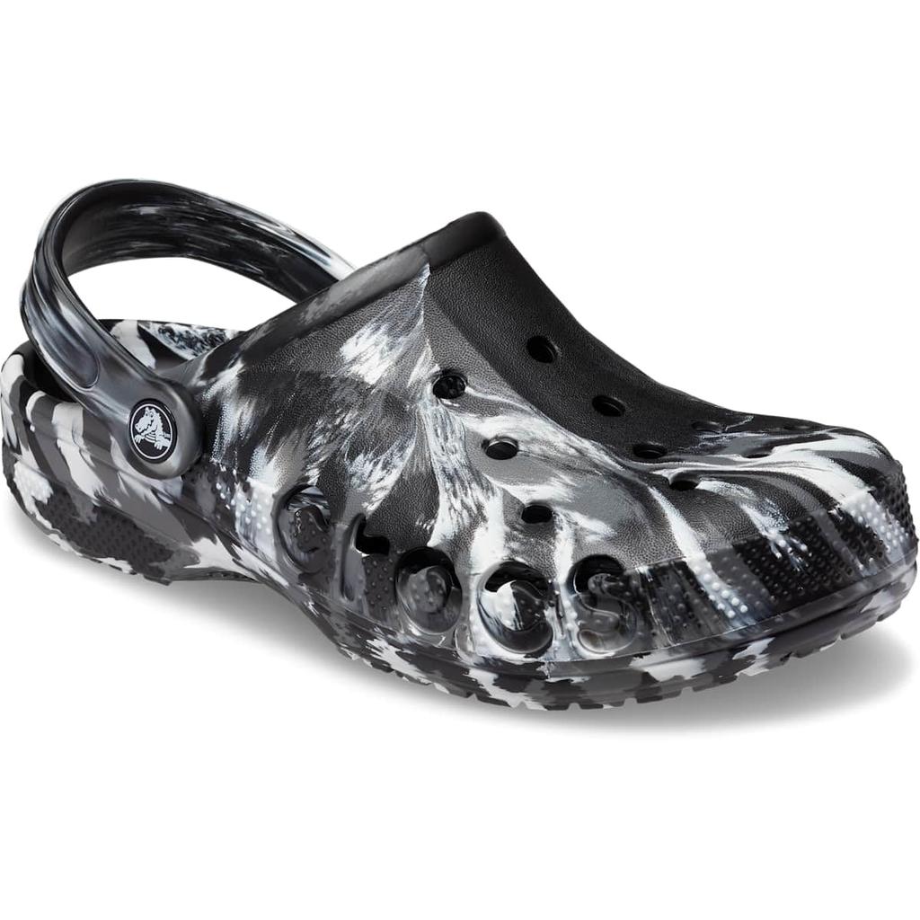 Crocs Unisex Baya Marble Clog 25cm Sandály, Černá/Bílá,