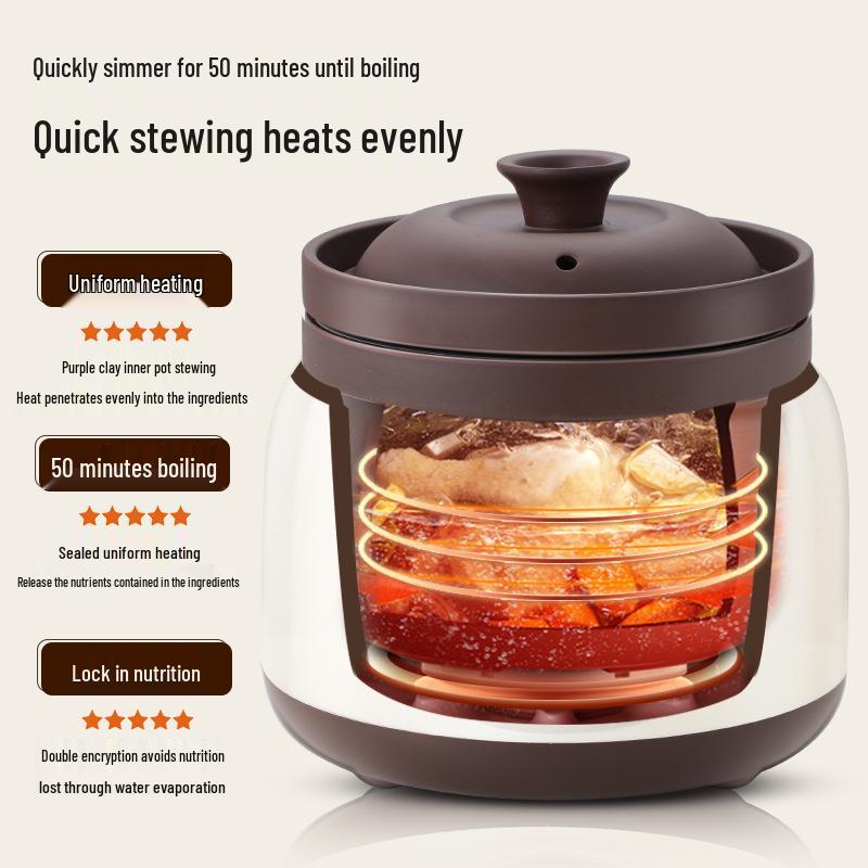 Carefully Selected Multifunctional Purple Clay Electric Slow Cooker: Automatic Soup, Stew, and Porridge Pot