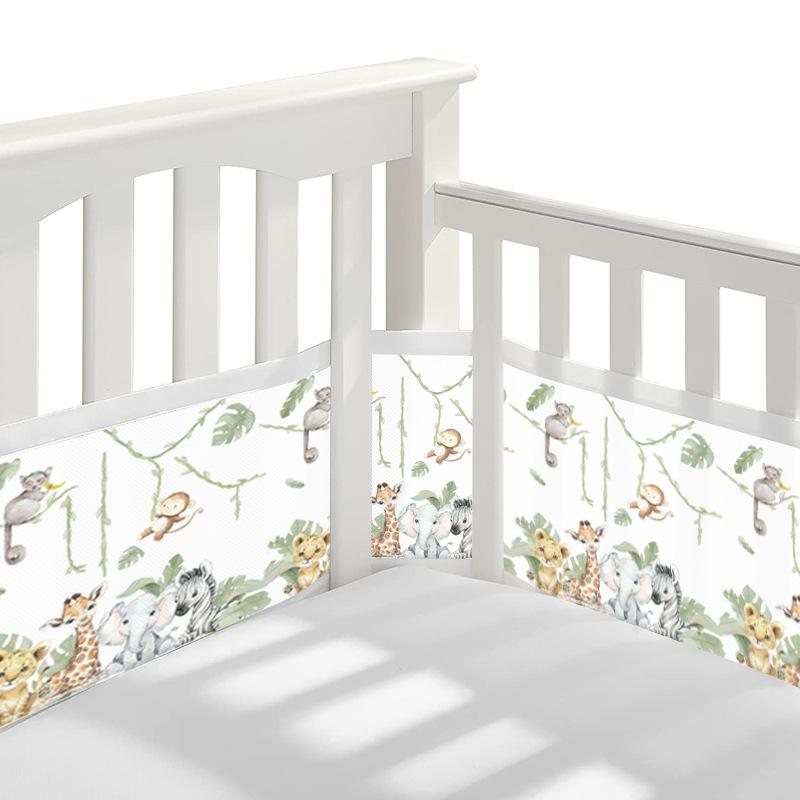 Breathable Mesh Crib Liner for Standard-Size Cribs (1 Panel 340x30 cm + 1 Panel 160x30 cm)