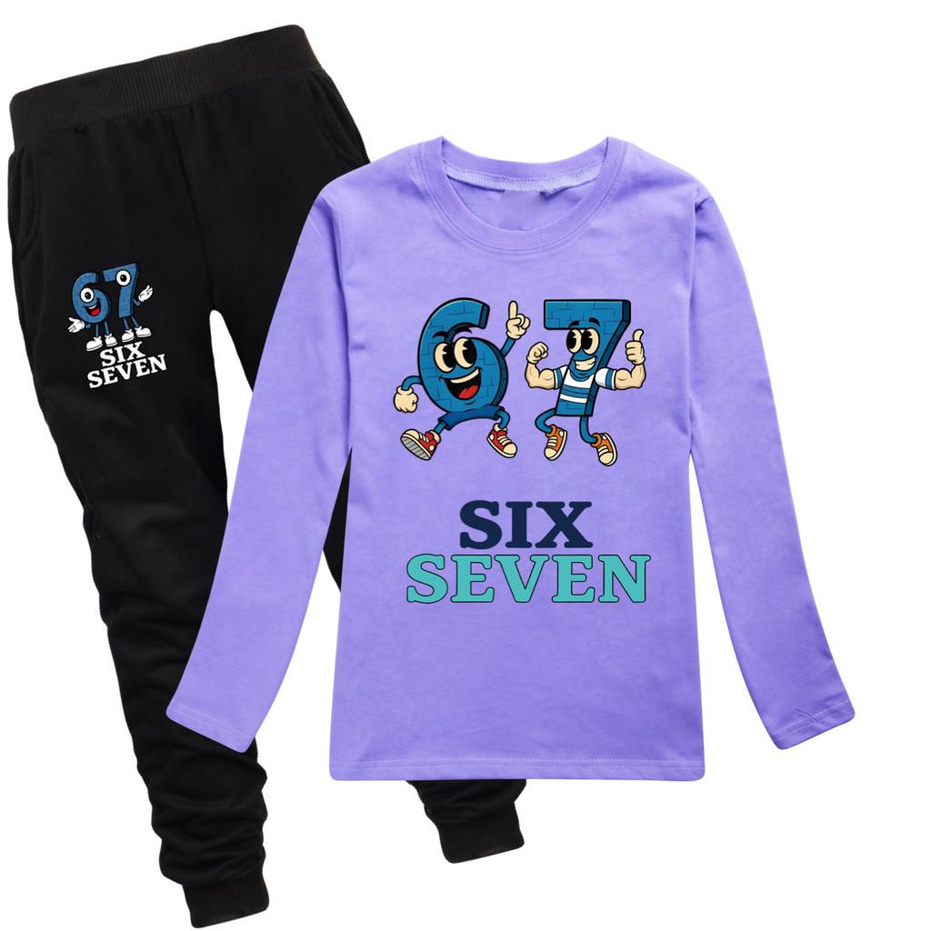 5225 Kinder Jungen Mädchen Steal a Brainrot 67 Print T-Shirt Hose Kleidung Set