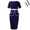 Women Plus Size Elegant High Waist Bodycon Short Sleeve Office Midi Pencil Dress