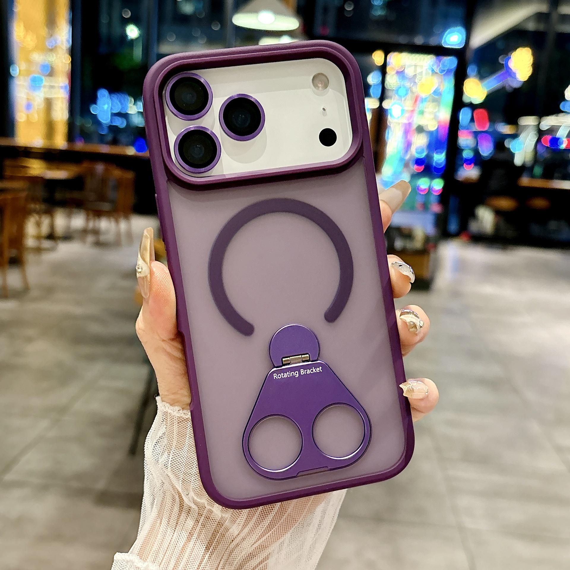 

iPhone17Air Чехол с двойным кольцом-подставкой с магнитным креплением 360, матовый, защитный для Apple 16ProMax 16 ProMax