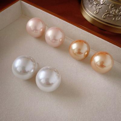 Boucles d'oreilles puces rondes imitation perle avec tige argentée, boucles d'oreilles géométriques mode tempérament