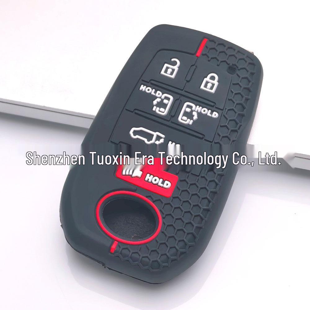 Red Honeycomb Silicone Protective Case for Toyota Sienna Highlander Six-Button Smart Key (Anti-Slip)