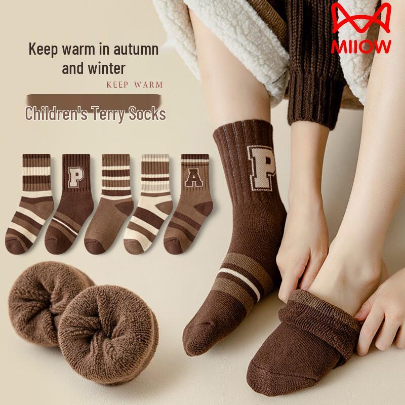 MaoRen Kids Thermal Terry Mid-Calf Socks US 6.5