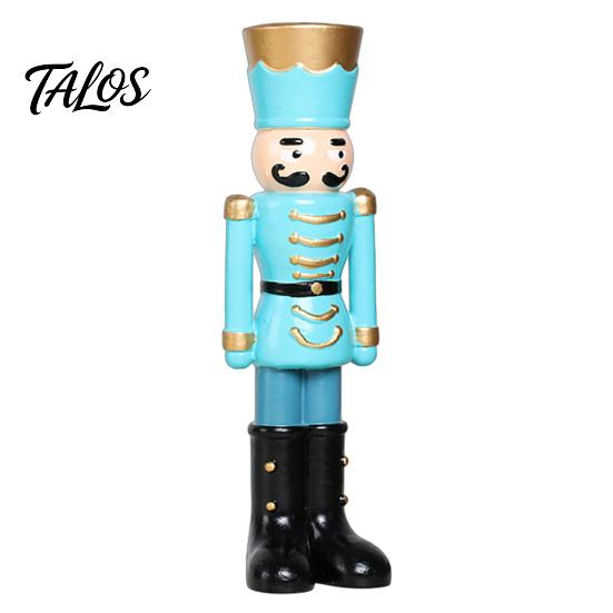 Christmas Tabletop Ornaments Nutcracker Resin Candle Holder, Pastel Soldier Figurine for Desk Shelf, Festive Home Decor, Holiday Gift Decor