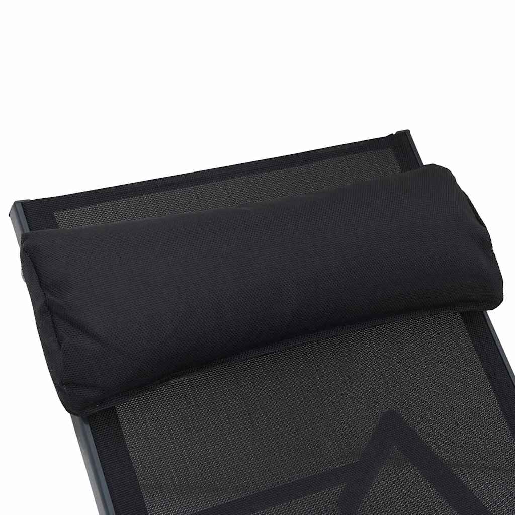 Sun Lounger Black and Anthracite 197 x 54 x 86 cm Steel