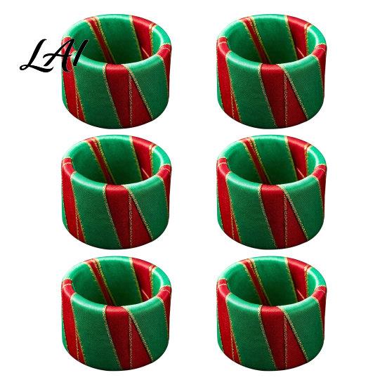 Holiday Table Decor 6Pcs Christmas Napkin Rings Red And Green Decorative Holders Festive Rings for Reusable Bands Dinner Decoration Hotel Banquet