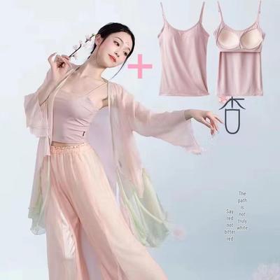 Fantasias de Dança Clássica Feminina: Gaze Fluida, Tops de Chiffon, Estilo Feérico, Trajes de Dança Chinesa Antiga