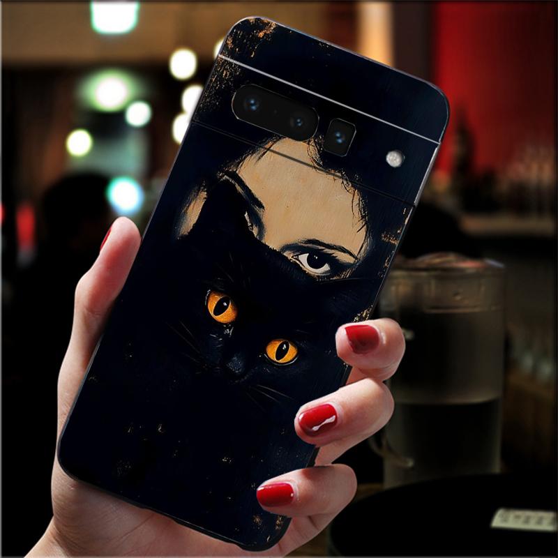For Google Pixel 10 9 Pro XL Silicone Phone Soft Case For Google Pixel 9A 8A 7A 6A 5 Cover Shell Cat Lady Art