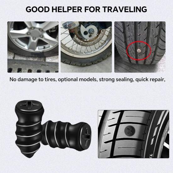 Vacuum Tire Sealant Nails Kit Durable Heavy-Duty Tire Stoppers Spiral Rubber Nails Quick Self-Service Repair Tools