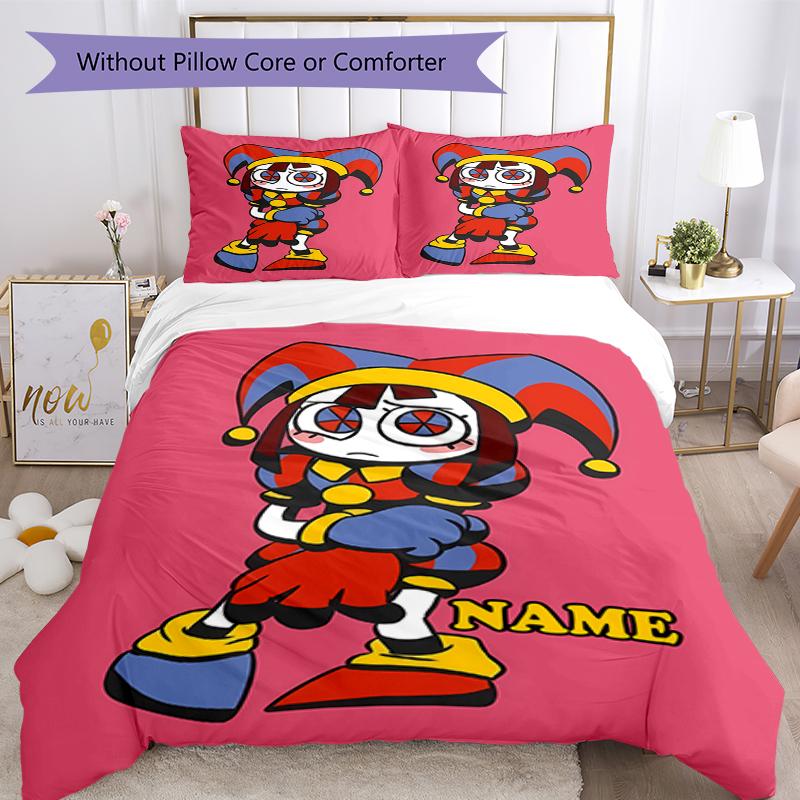 3pcs Custom Name The Amazing Digital Circus Bedding Set Duvet Cover Closure Includes 1 Duvet Cover & 2 Pillowcases, Soft and Comfortable for All Seaso