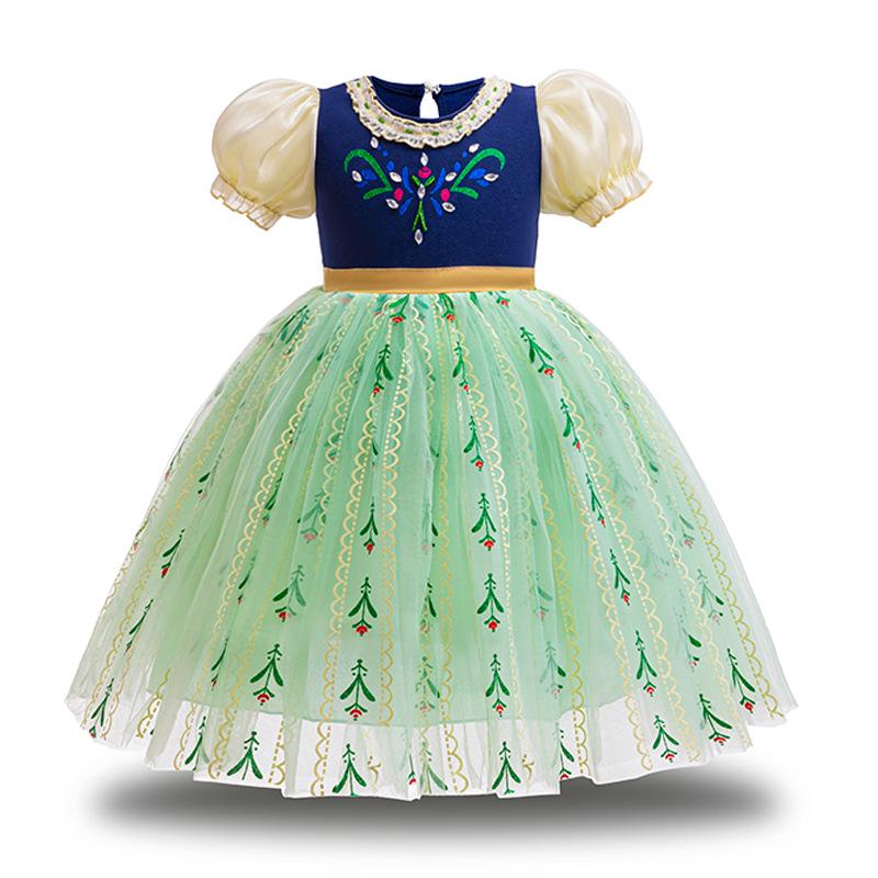 Girls' Puff Sleeve Mesh Princess Dress – Fashionable Summer Style