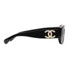 Chanel Logo Arm Oval Sunglasses Unisex Sunglasses Black CH5493A-C622S5