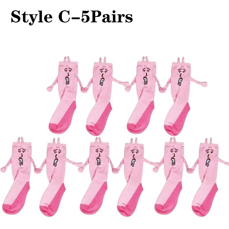 1-5Pairs Pink Bunny Magnetic Couple Socks Thin Mid Calf AutumnWinter Cute Hand Holding Anime Maternity WomenWarm Cozy Socks Gift