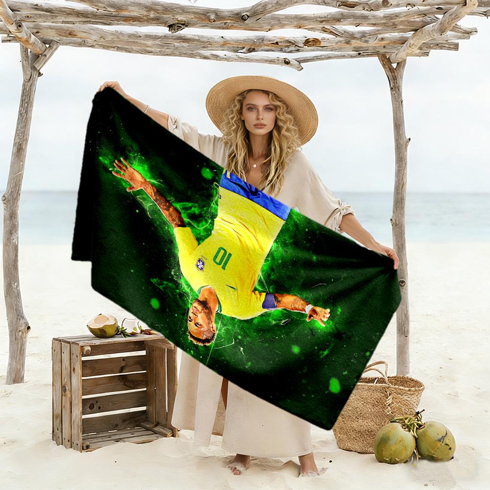 Neymar's Brazilian Brilliance Beach Towel Super Soft Microfiber Quickdry Fabric Comfortable Lightweight Perfect for Traveling Yoga Camping and Swimmin