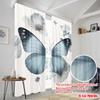 2pc  2D Plane Printing Light Filtering Curtains Blue Butterfly Bliss Durable Polyester (without Rod) Holiday for Bedroom Office