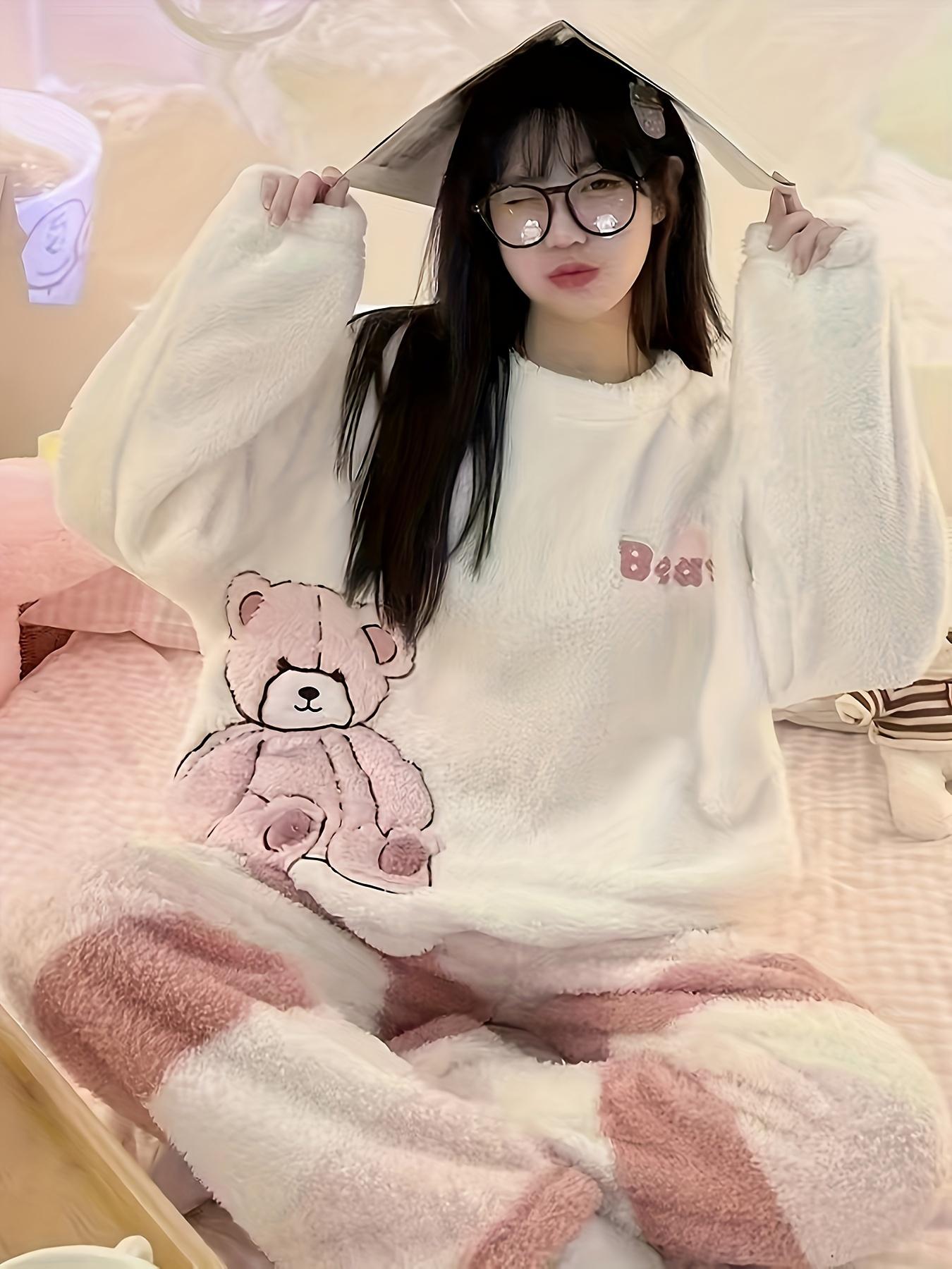 

Женская фланелевая пижама розовая мультяшная милая бархатная утолщенная домашняя одежда XXL белый